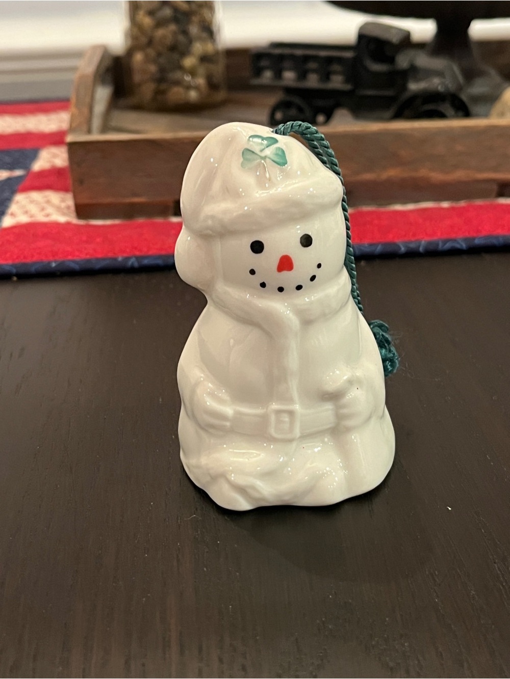 Belleek Santa Snowman Bell Ornament